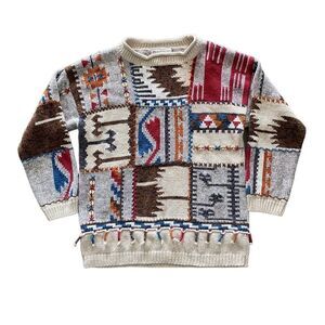 VTG Pullover Sweater Colorful Block Pattern Knitted SZ L